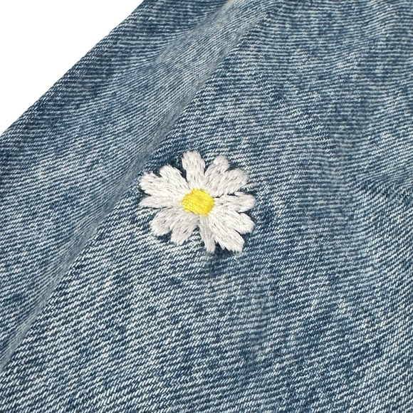 Sandro Paris Jeans Women's 36 Blue Denim Daisy Flower Embroidered Medium Wash - Picture 3 of 12